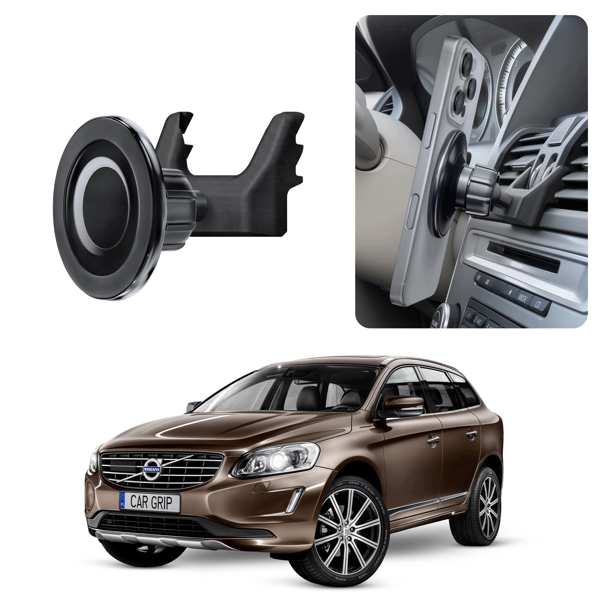 Uchwyt Do Samochodu Mocny Magnetyczny MagSafe Volvo XC-60 XC60 I 2008-2017