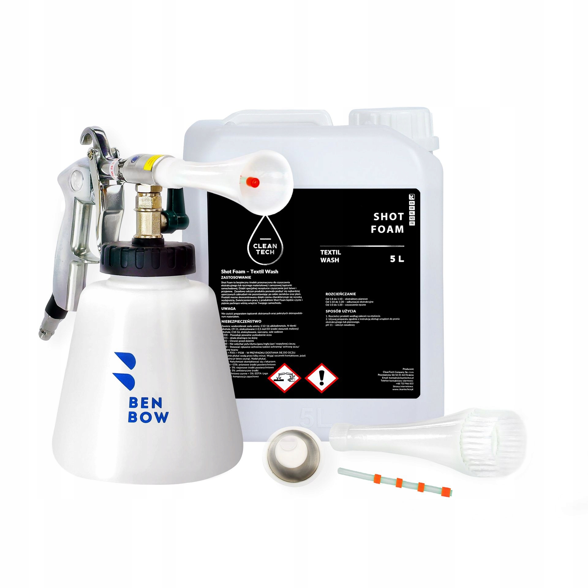 Pištoľ Na Pranie Čalúnenia Benbow 5 L Shot Foam Kovová Sada