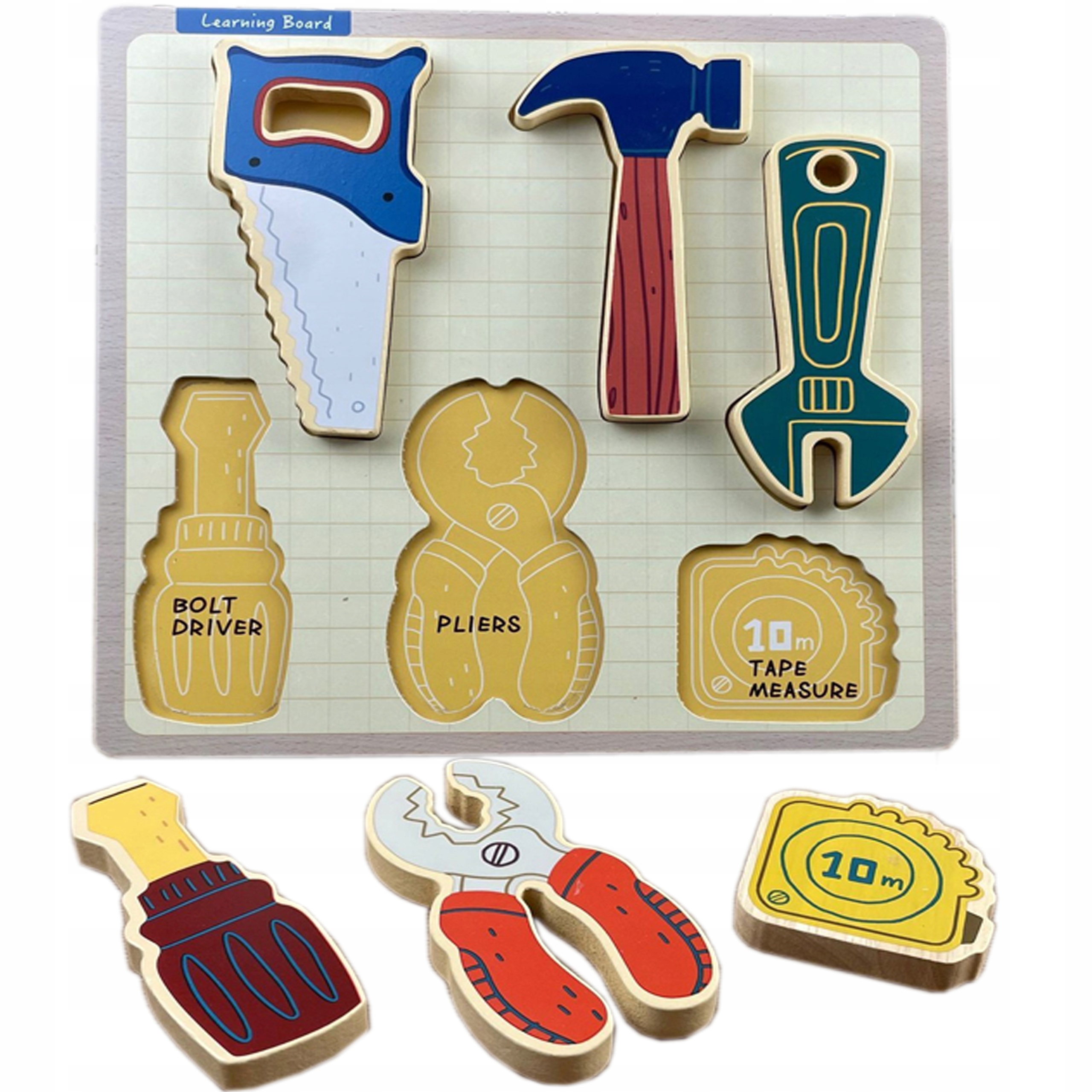 PUZZLE DREWNIANE EDUKACYJNE KSZTAŁTY NARZĘDZIA