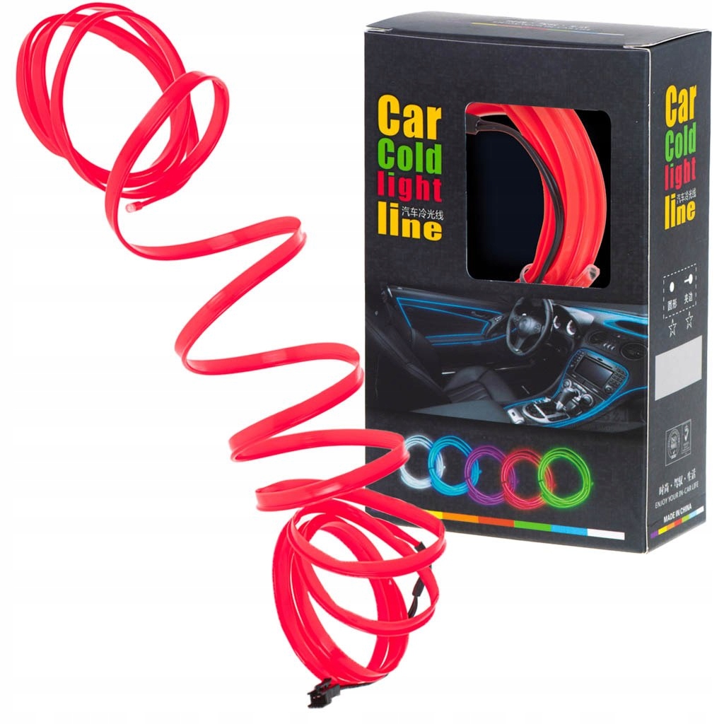 Taśma ambient Oświetlenie ambientowe LED światłowód taśma 3m czerwona