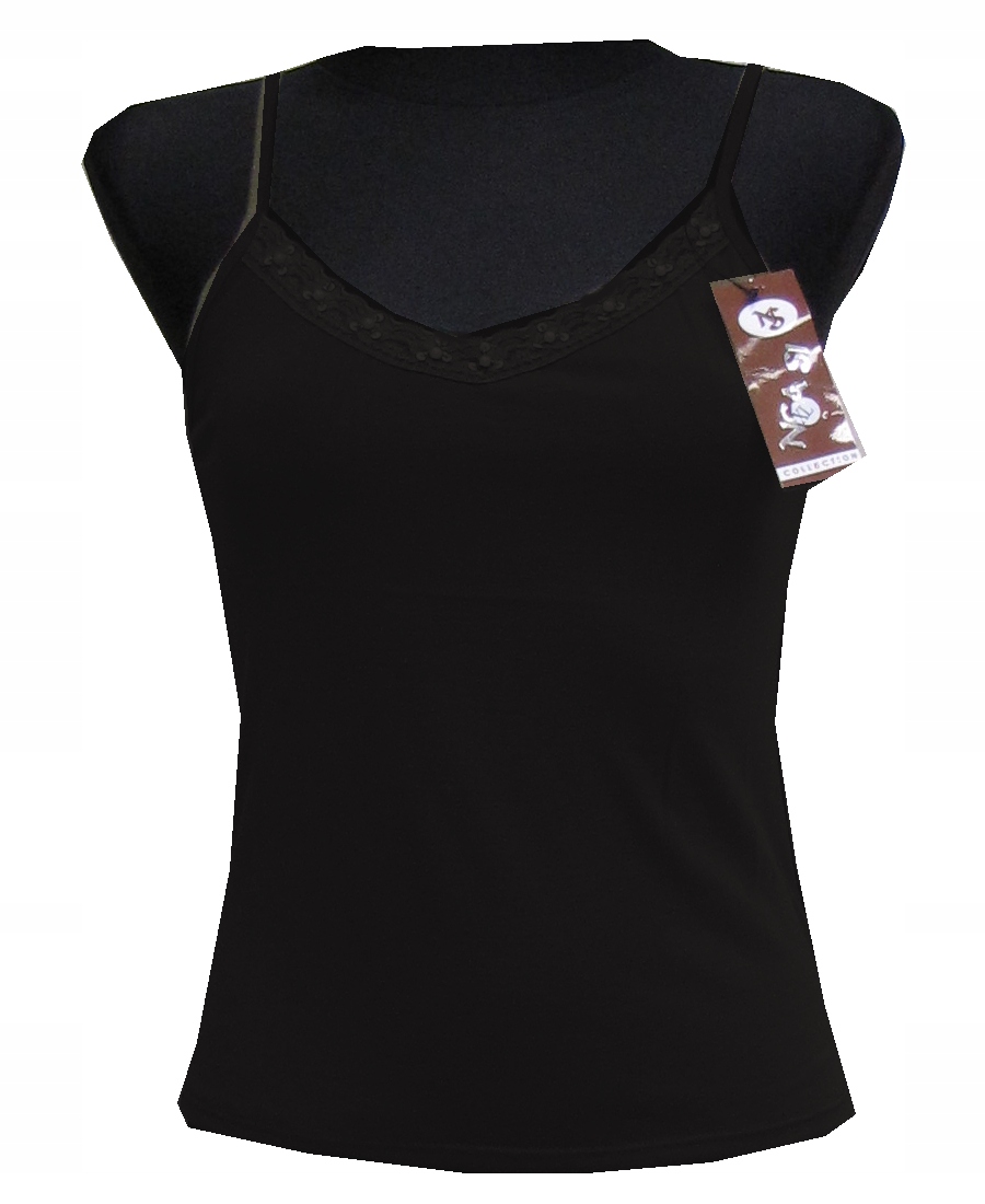 KOSZULKA DAMSKA BLUZKA NA RAMIĄCZKA CZARNA 40 L