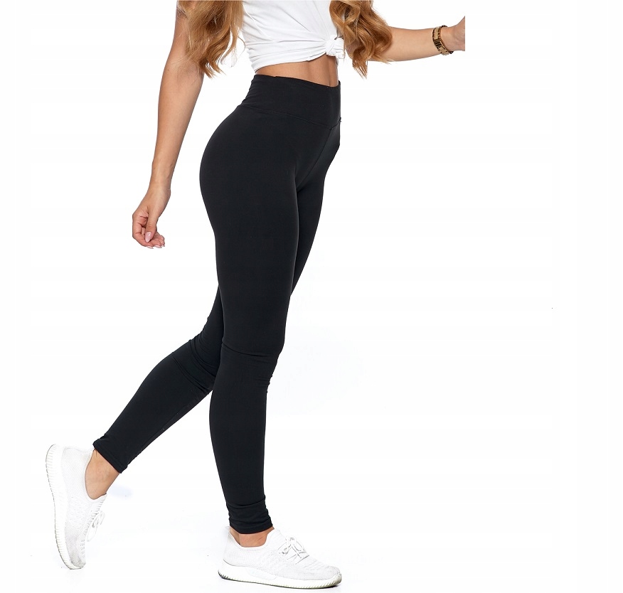 

Leginsy z wysokim stanem szeroki pas Czarne 3XL