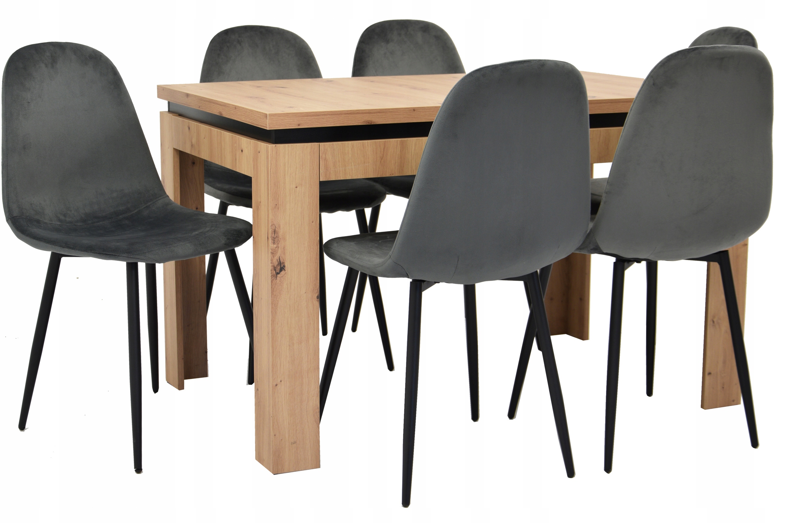 Stół DĄB ARTISAN 80x120 rozkładany do 160 cm i 6 SKANDYNAWSKICH krzeseł