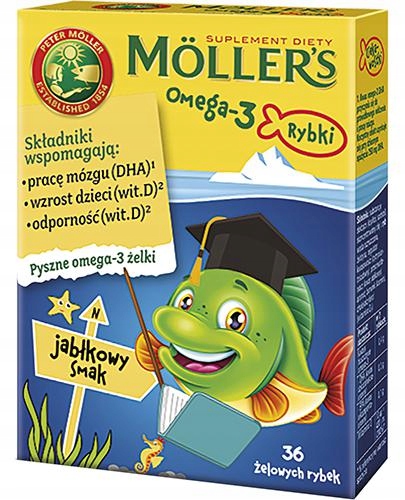 MOLLER'S Omega-3 Jablkové rybky 36 ks