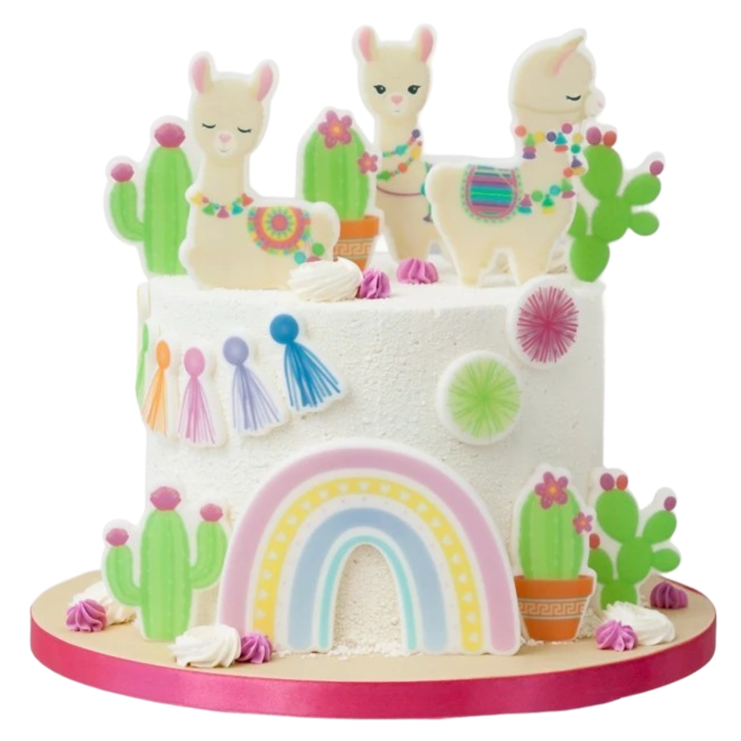 Levně Sada na zdobení dortu Lama Duha 2D 18 ks figurky na dort