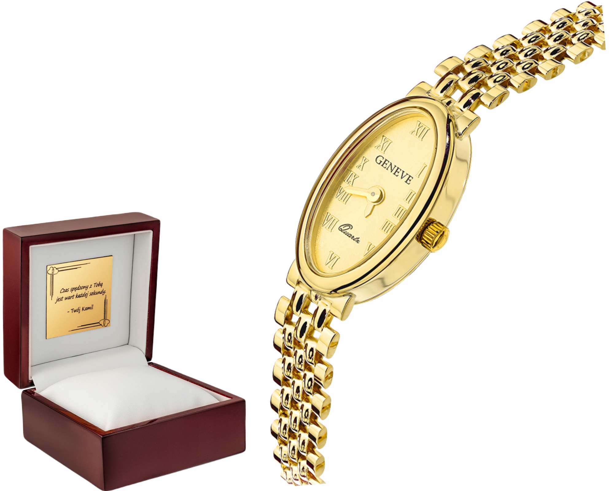 Zlaté hodinky s oválným ciferníkem VIII, módní bižuterní design, zlato 585