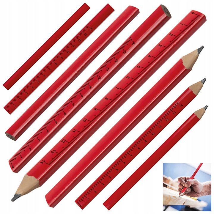 

Ołówek stolarski ciesielski 180mm z linijką 10szt