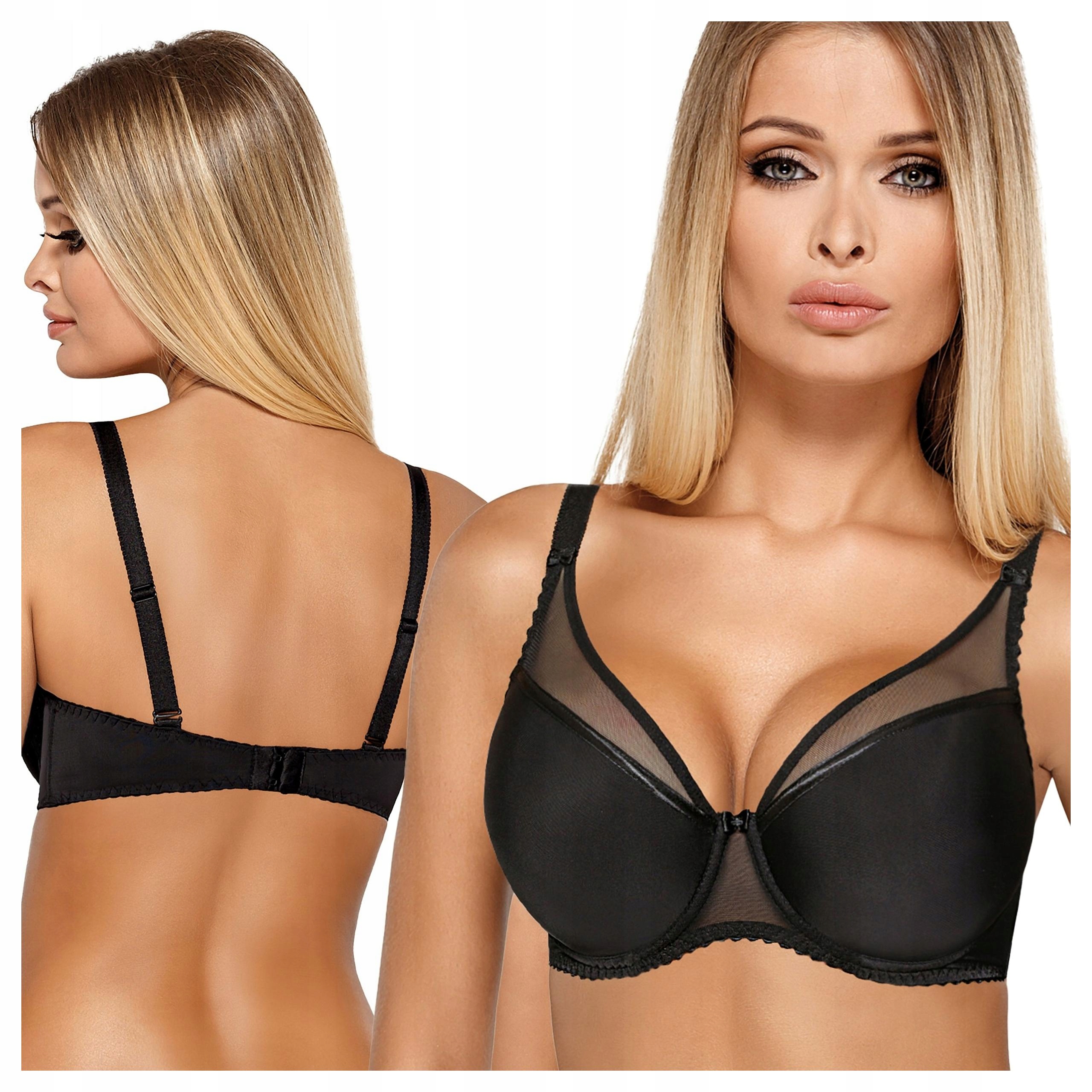 Podprsenka Push Up Hladká podprsenka Velké velikosti Zvětšovací černá 85B