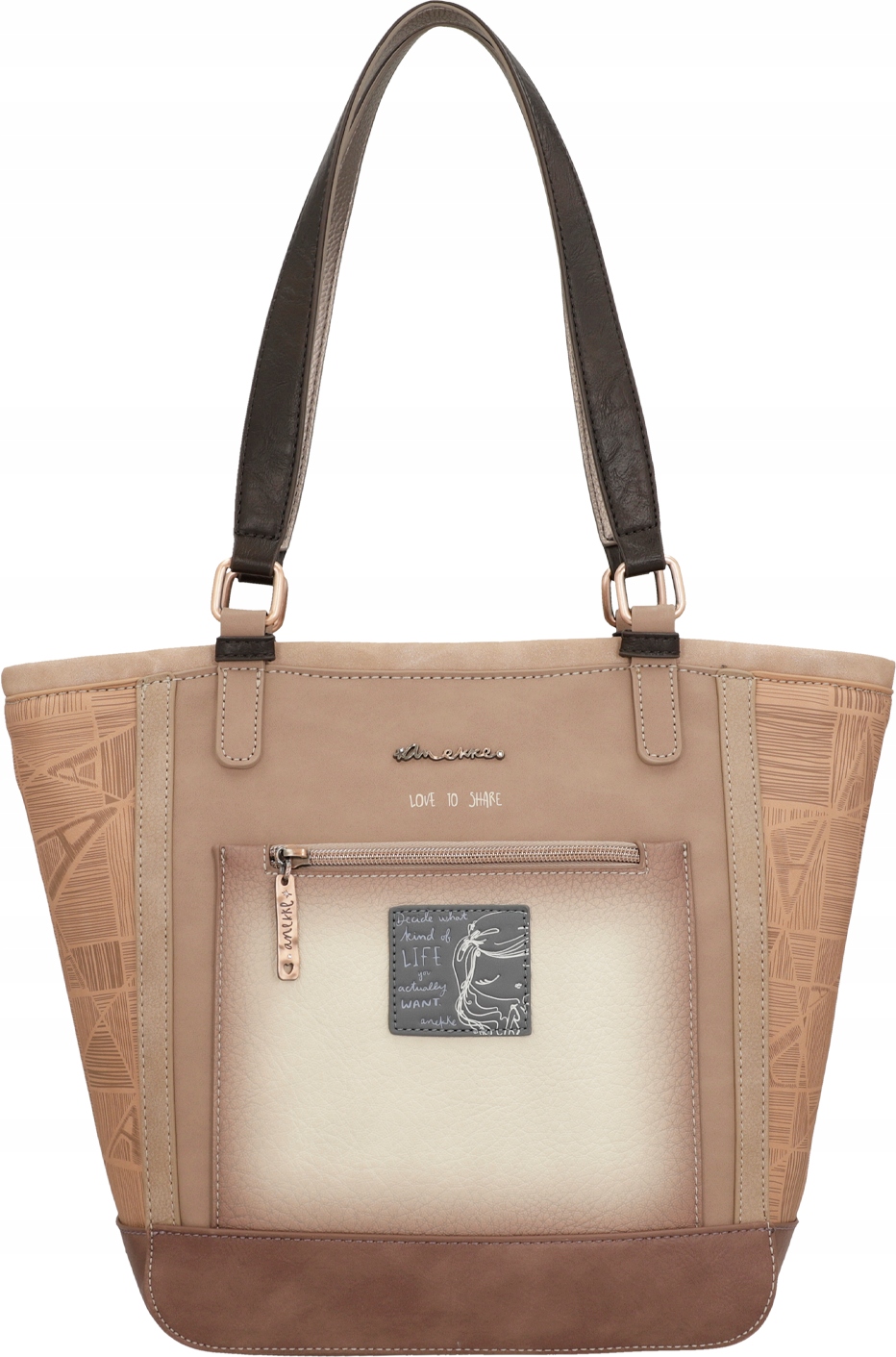 A361 Anekke duża torebka shoper na ramię Hollywood Studio nude Marka Anekke