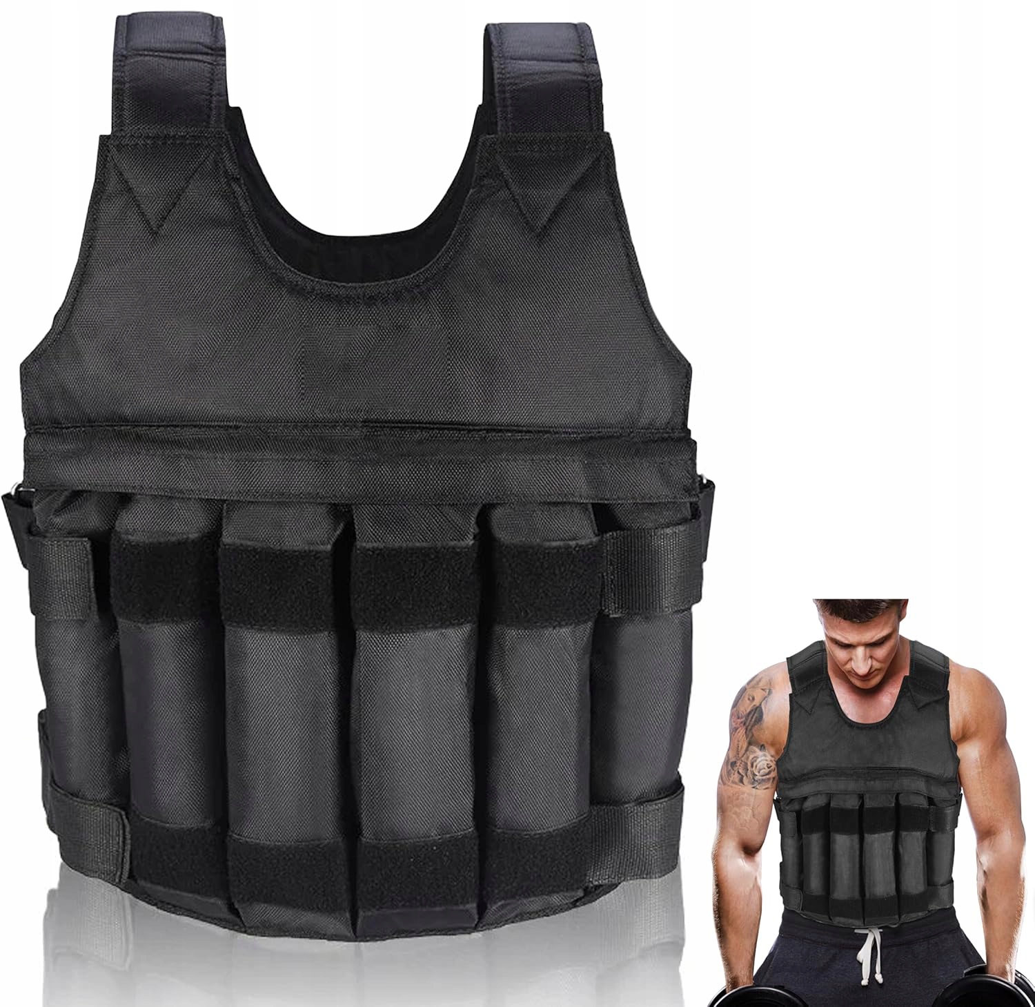 Tréninková Zátěžová Vesta Pro Cvičení Se Zátěží 50 kg, Černá