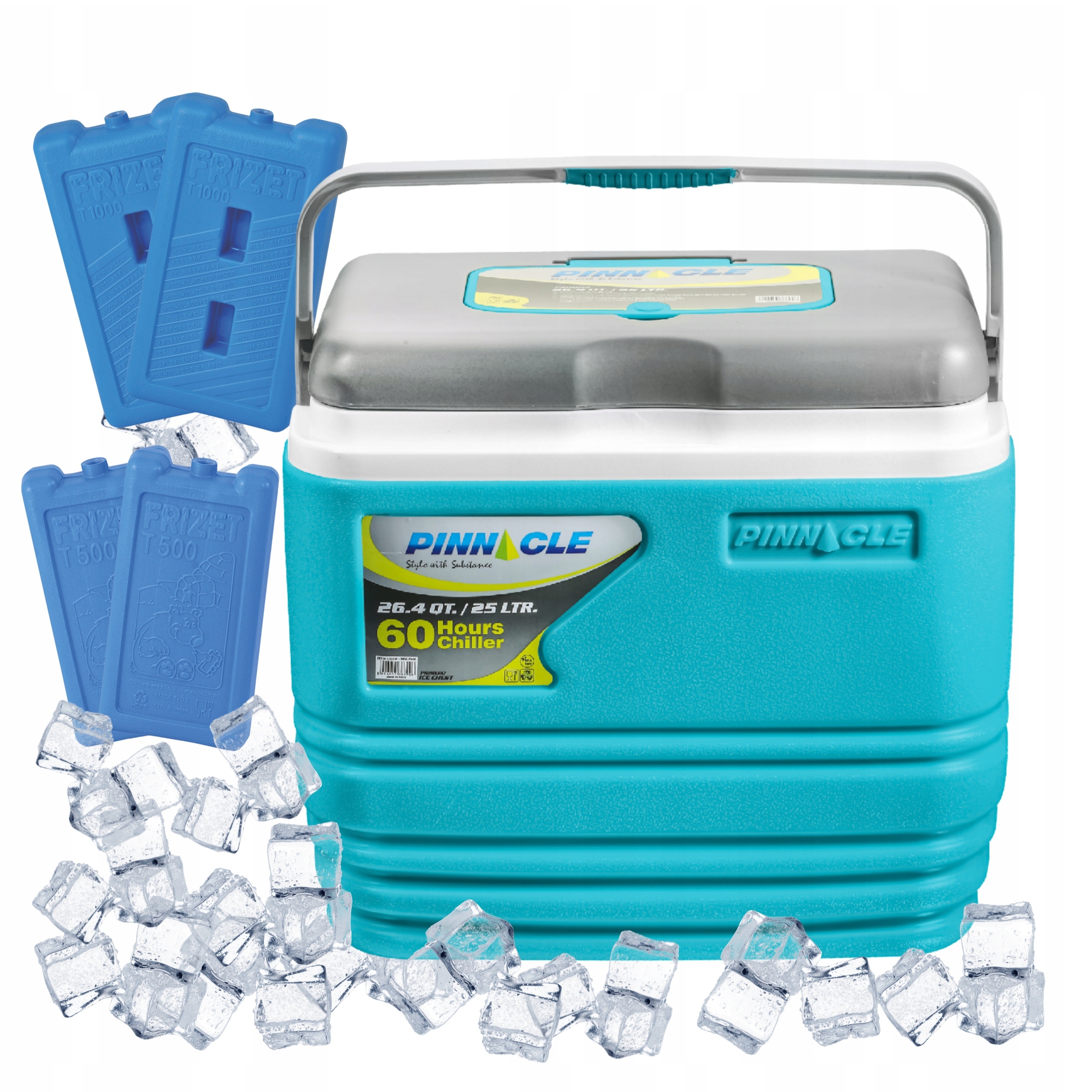 Kempingová lednička Pinnacle TPX7006 25L modrá 4 náplně 2x500 ml, 2x1000 ml