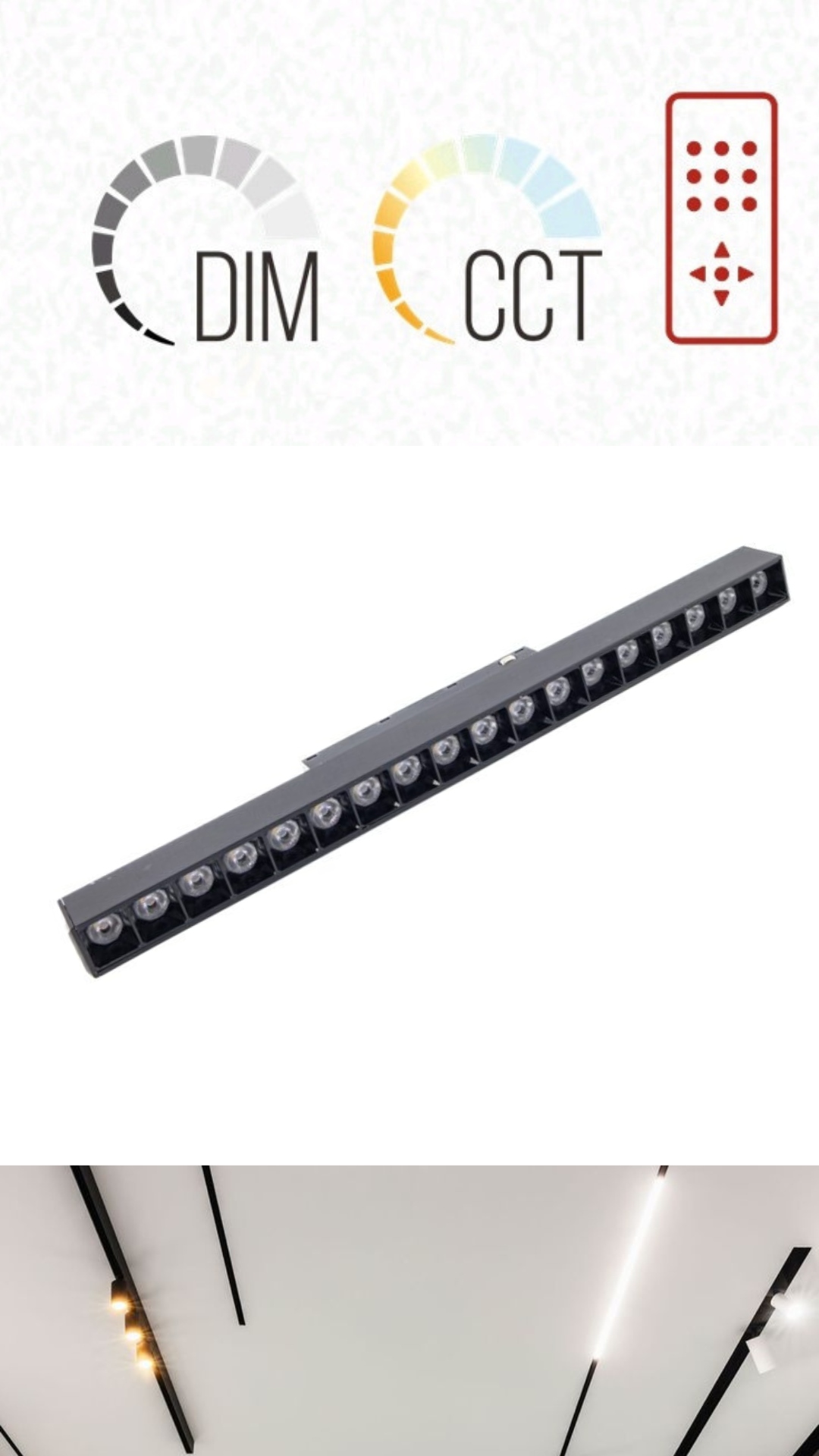 Magnetická lampa, 18W, 48V, Cct 2700K 6500K, 33,8 cm, ML3-3CCT, Tuya