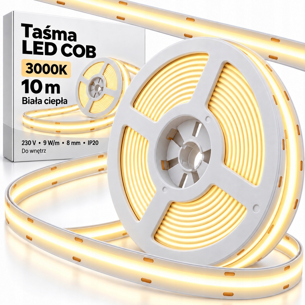 Led pásek Cob 10 m 3000K teplé světlo do interiérů stropního nábytku a polic
