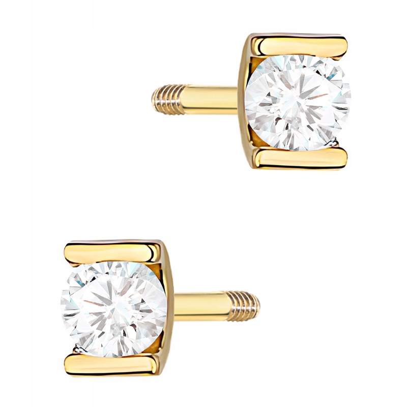 Zlaté Náušnice 585 Klasika s Brilianty 0,08 ct