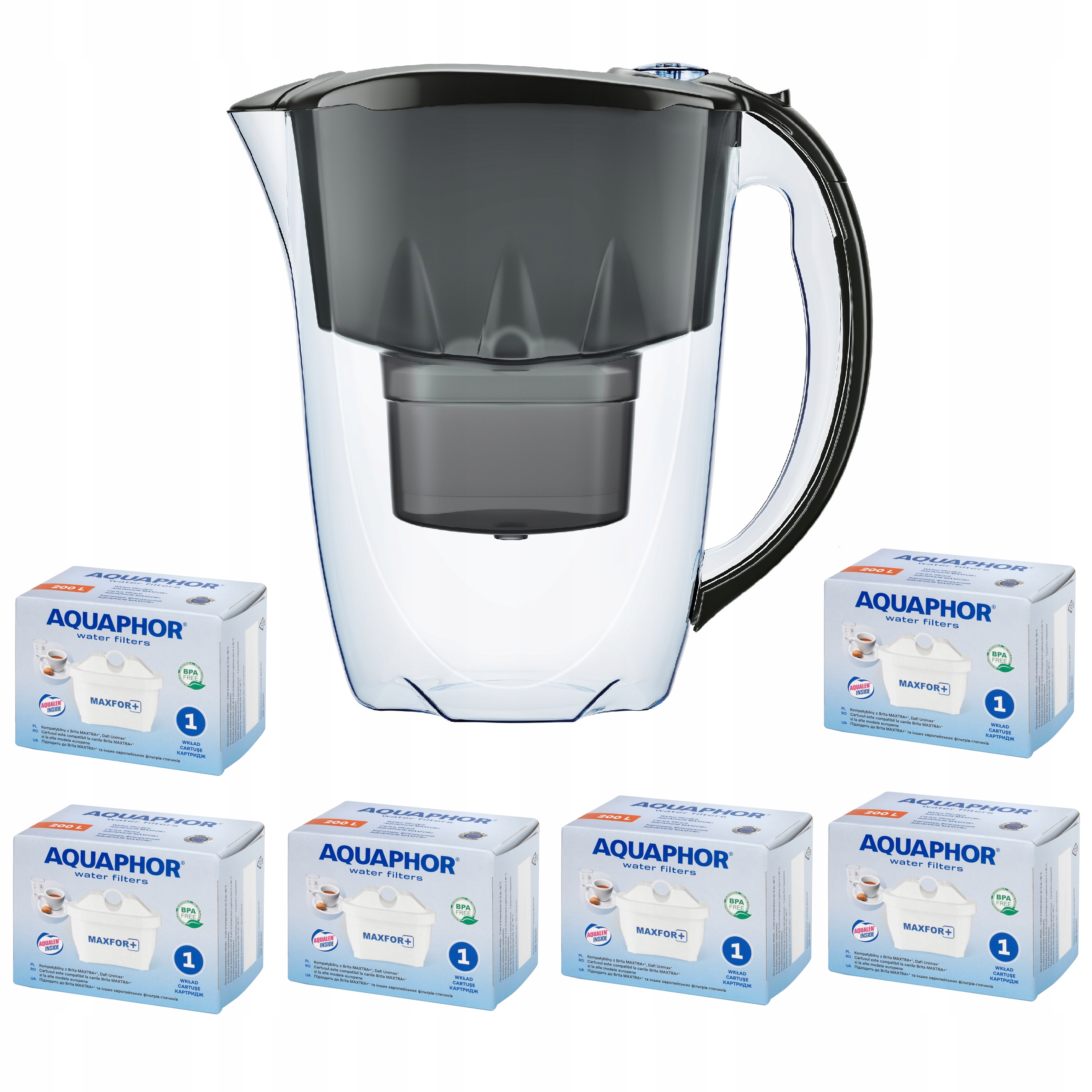 

Dzbanek filtrujący czarny 6 filtrów Aquaphor