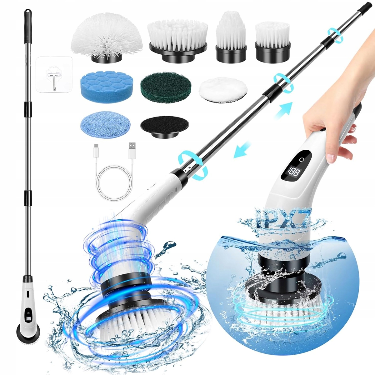 Levně Elektrický Rotační Kartáč, Bezdrátový Mop Pro Čištění A Mytí