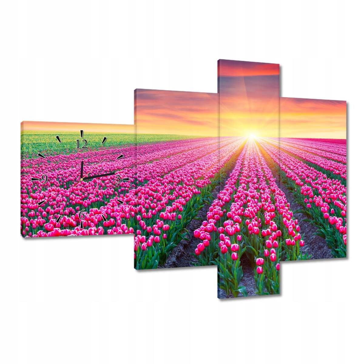 Hodiny 100x70 Moře tulipánů Květiny