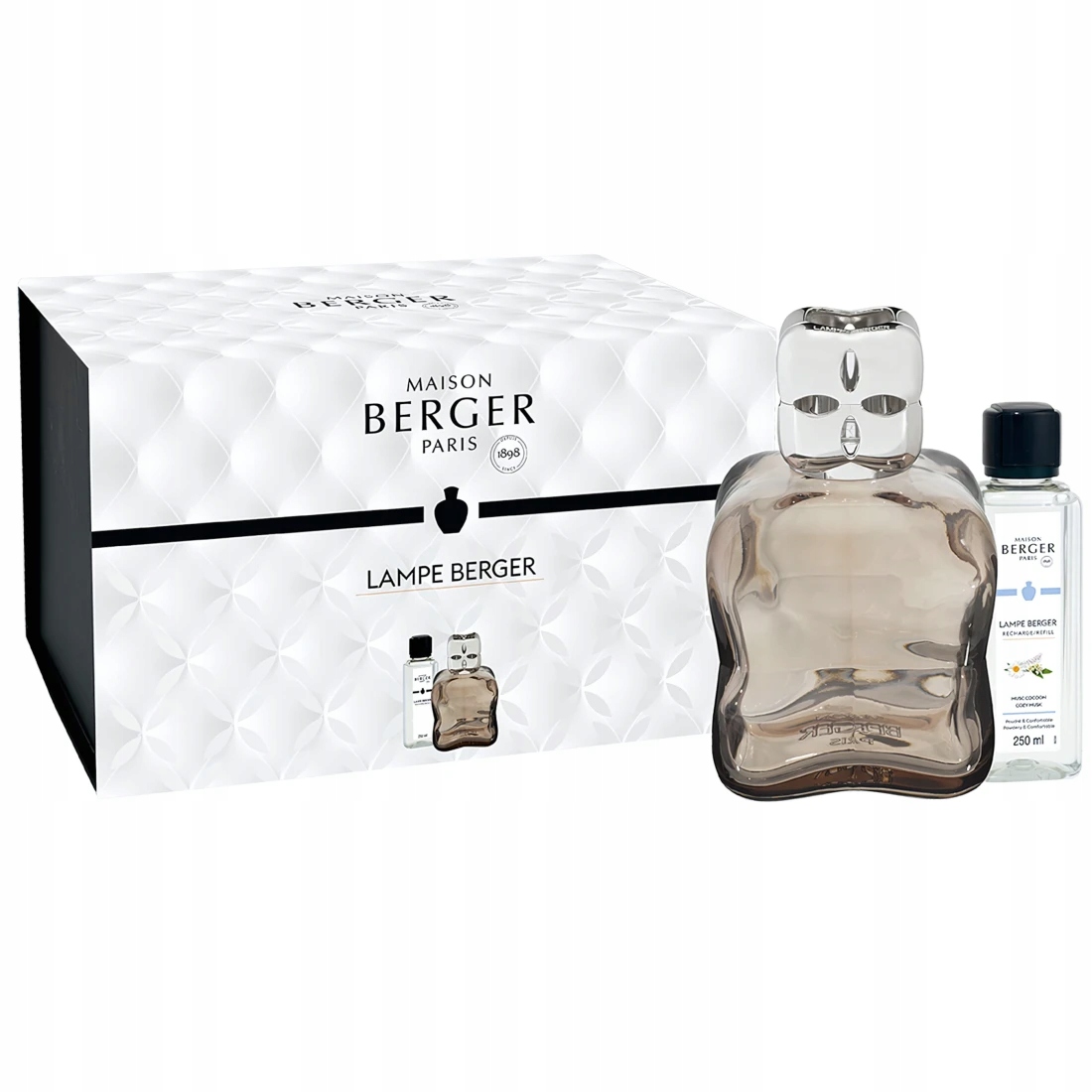 Sada Maison Berger katalytická lampa Cosy Brown esence Cosy Musk 250 ml