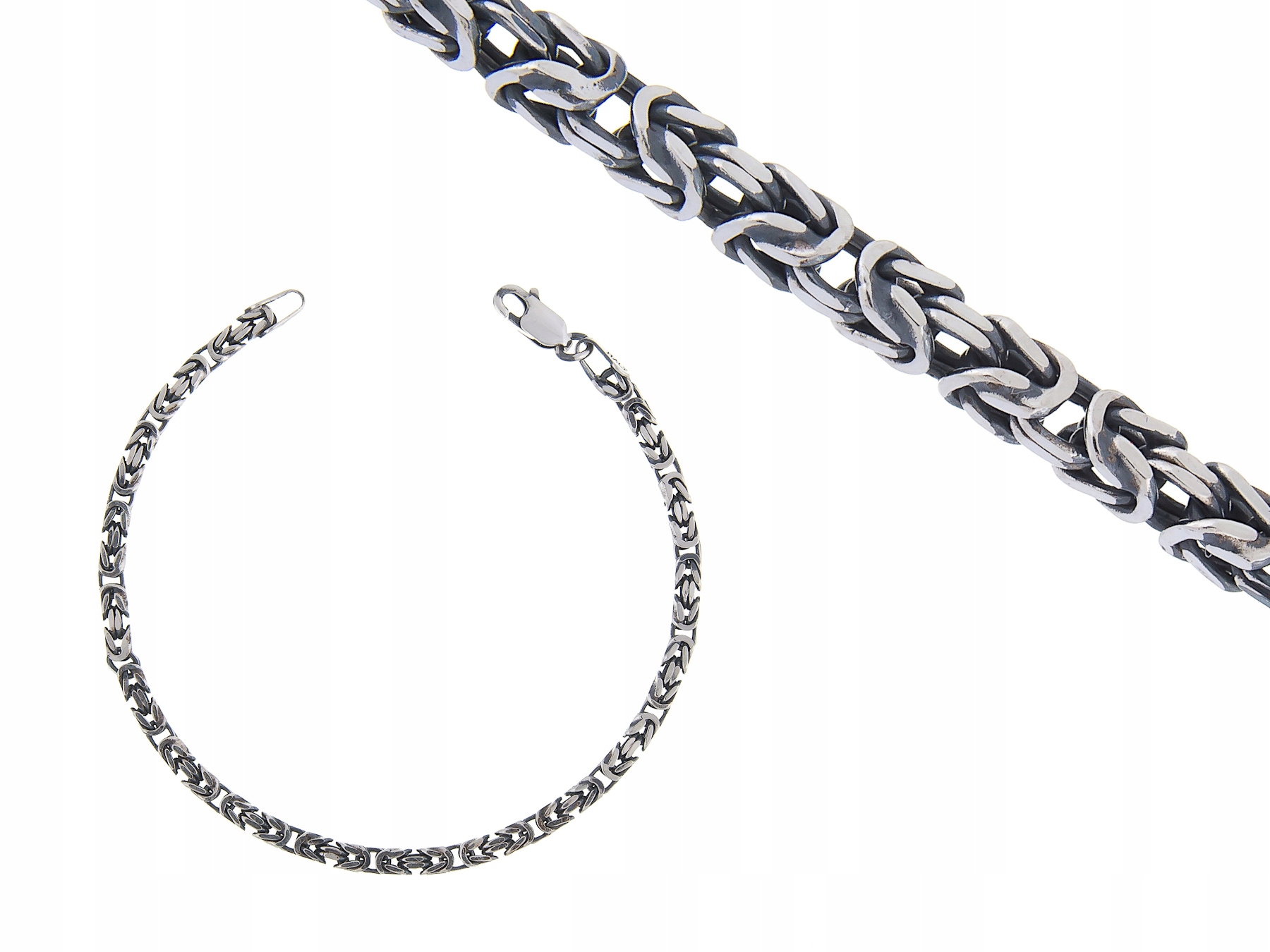 Stříbrný Náramek Byzantský 18 CM 2,8 MM Oxidovaná Italská Barva