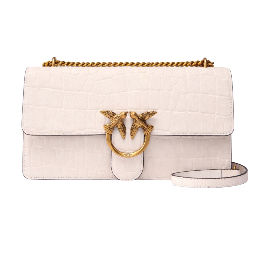 Pinko Dámská bílá kabelka přes rameno Love One Classic DC Cocco Nabuccato