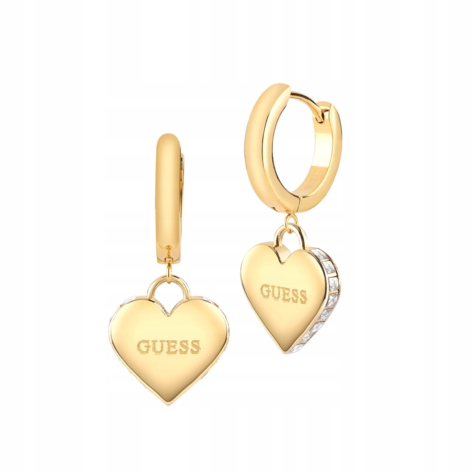 Dámské Náušnice Guess zlaté se zirkon ve tvaru srdce