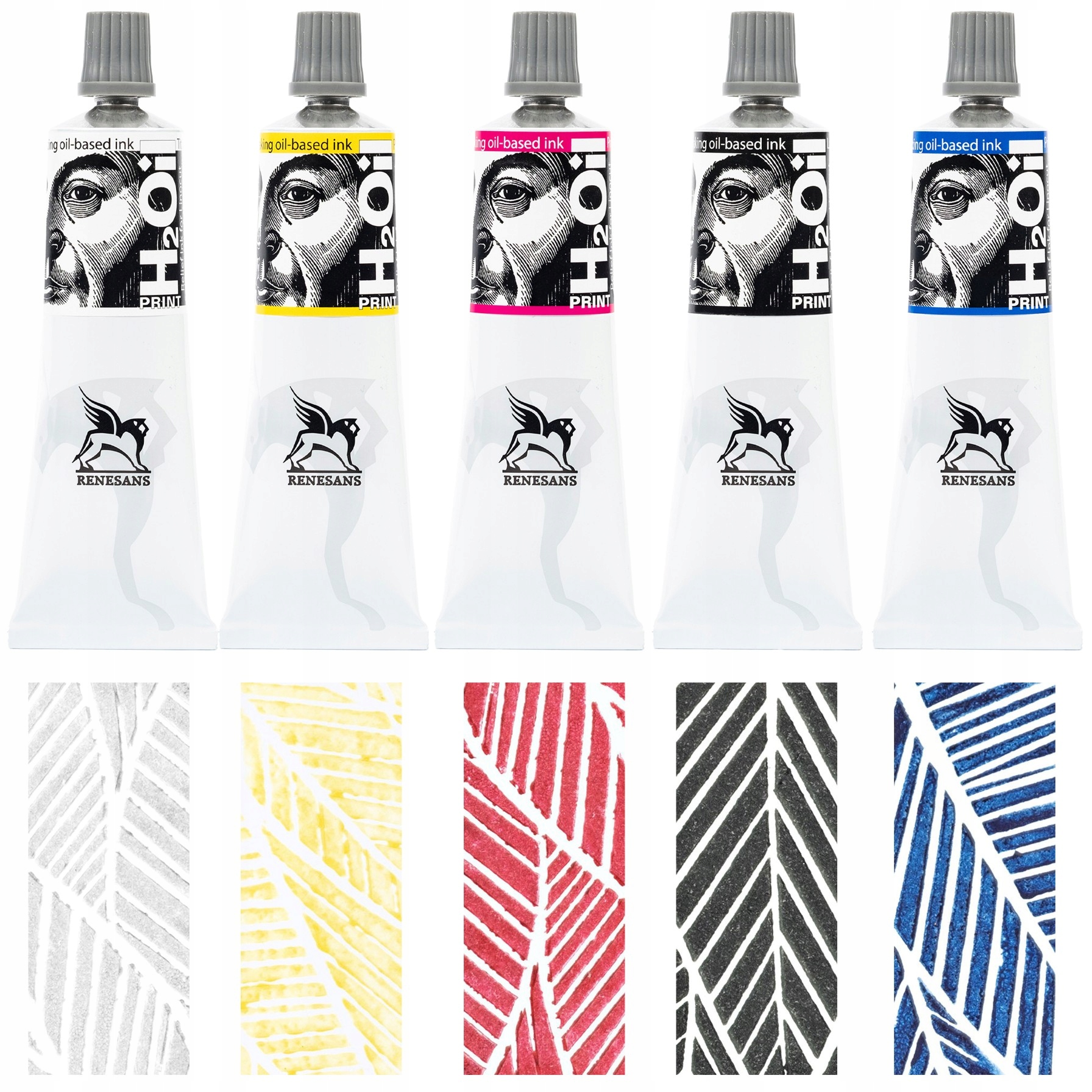 Zestaw 5szt. farby graficzne H2Oil RENESANS do linorytu podstawowe 5x60ml