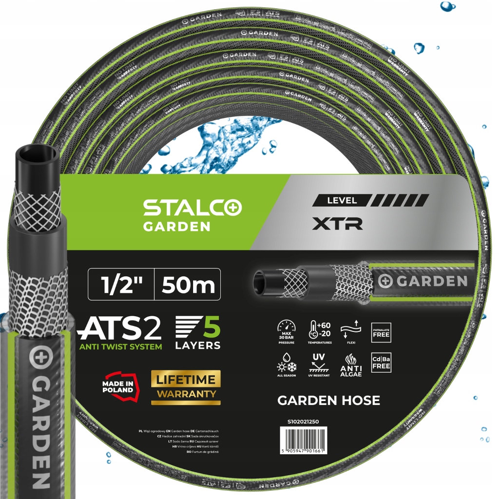 Záhradná Hadica 1/2" 50 M 5 Vrstiev Xtr Stalco Garden Silná, Odolná Voči Uv Žiareniu
