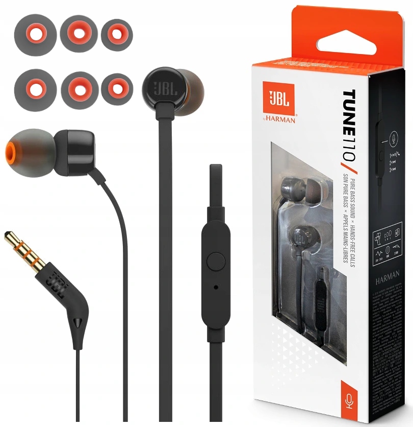 

Słuchawki Douszne Jbl T110 Czarne Z Mikrofonem