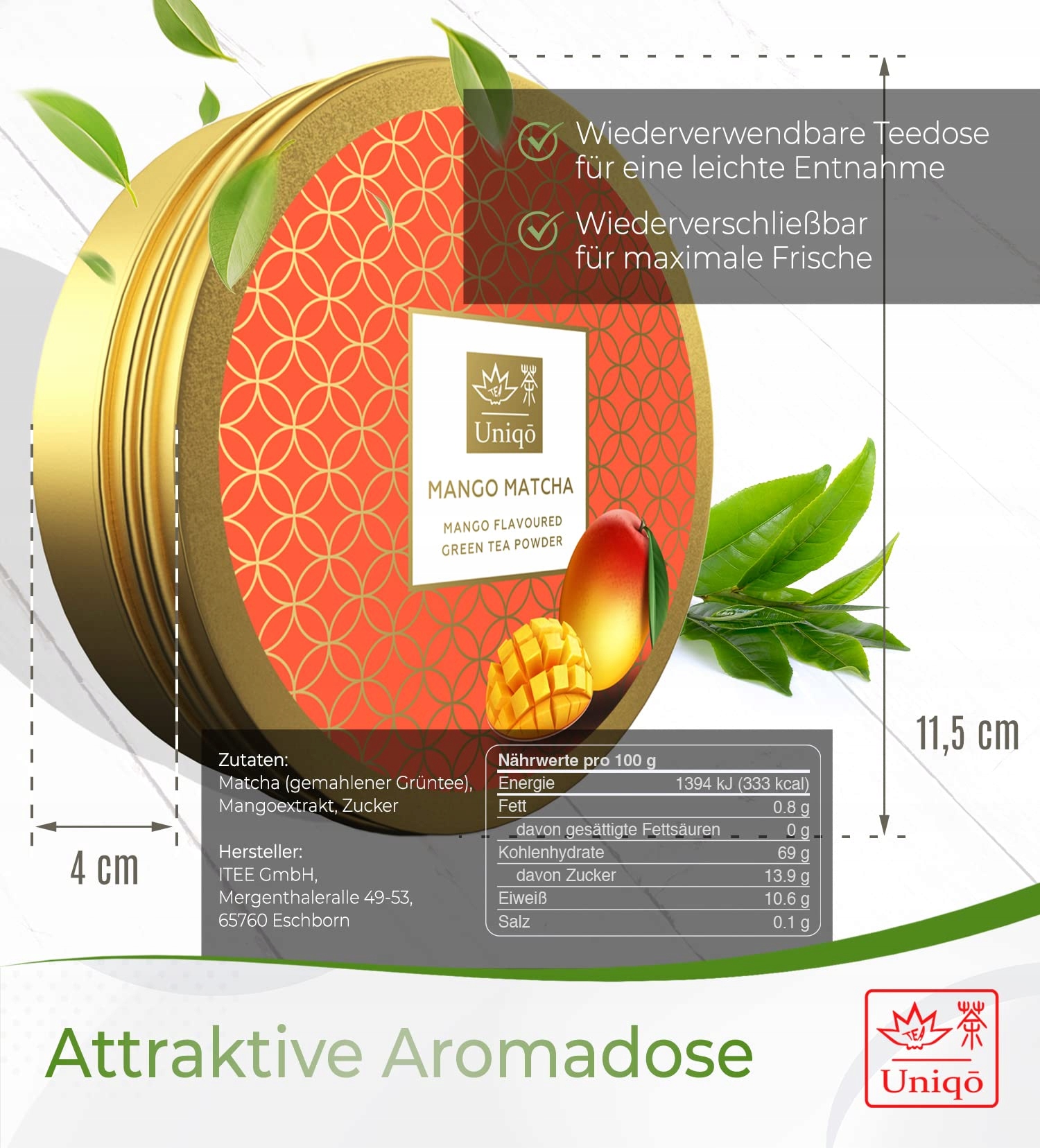 TEA UNIQO Mango Matcha Proszek Idealny Do Lodów Latte Shake'ów Gotowania — miniatura 6