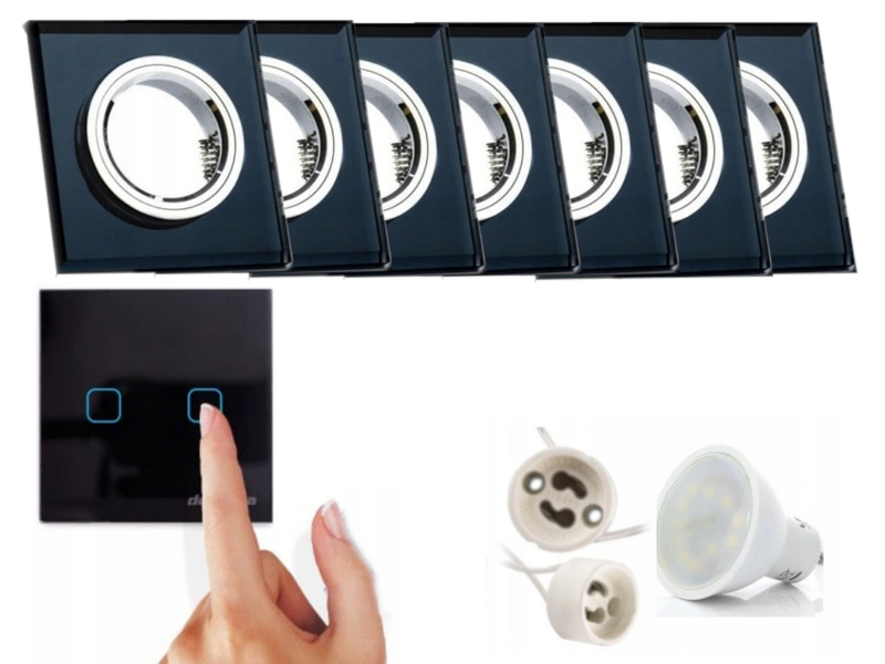 7 X Černá Lampička, Zapuštěná Objímka, Vypínač Led Žárovky, 1.5 W, Neutrální Barva