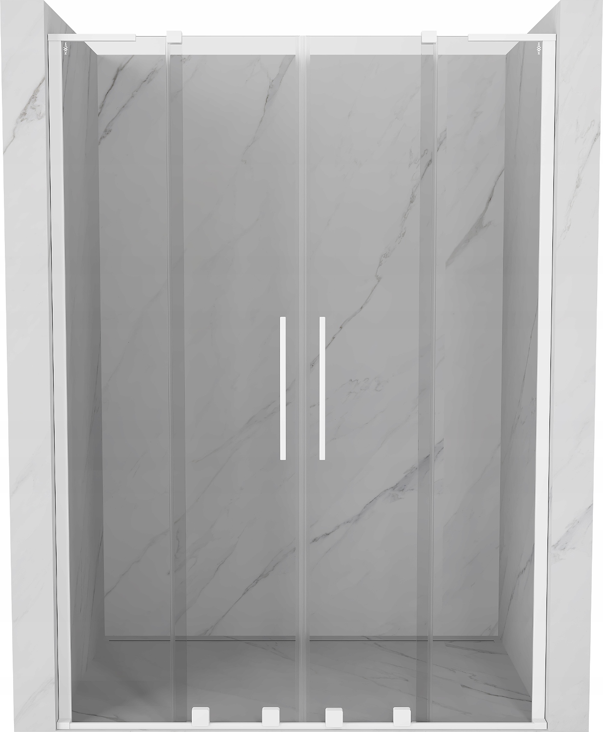 Mexen Velar L Duo Drzwi Prysznicowe Rozsuwane 150 CM Transparent Białe