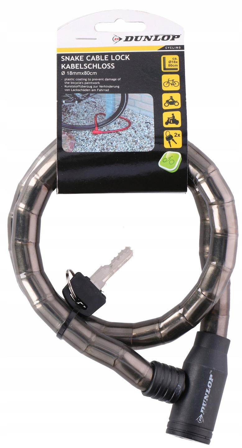 

Dunlop Zapięcie do roweru Blokada Linka 1,8x80 cm