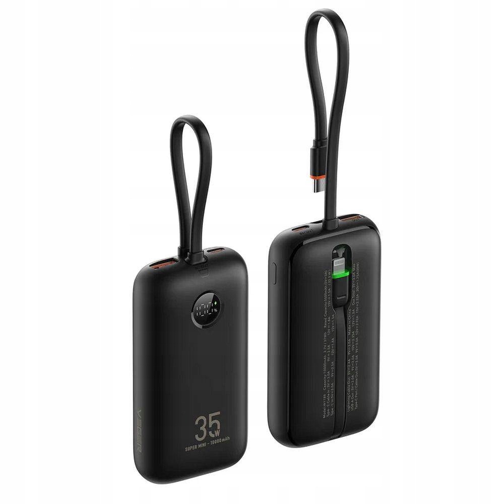 Veger Powerbank 10000 Mah Z Wbudowanymi Kablami Typ C do Lightning Pd