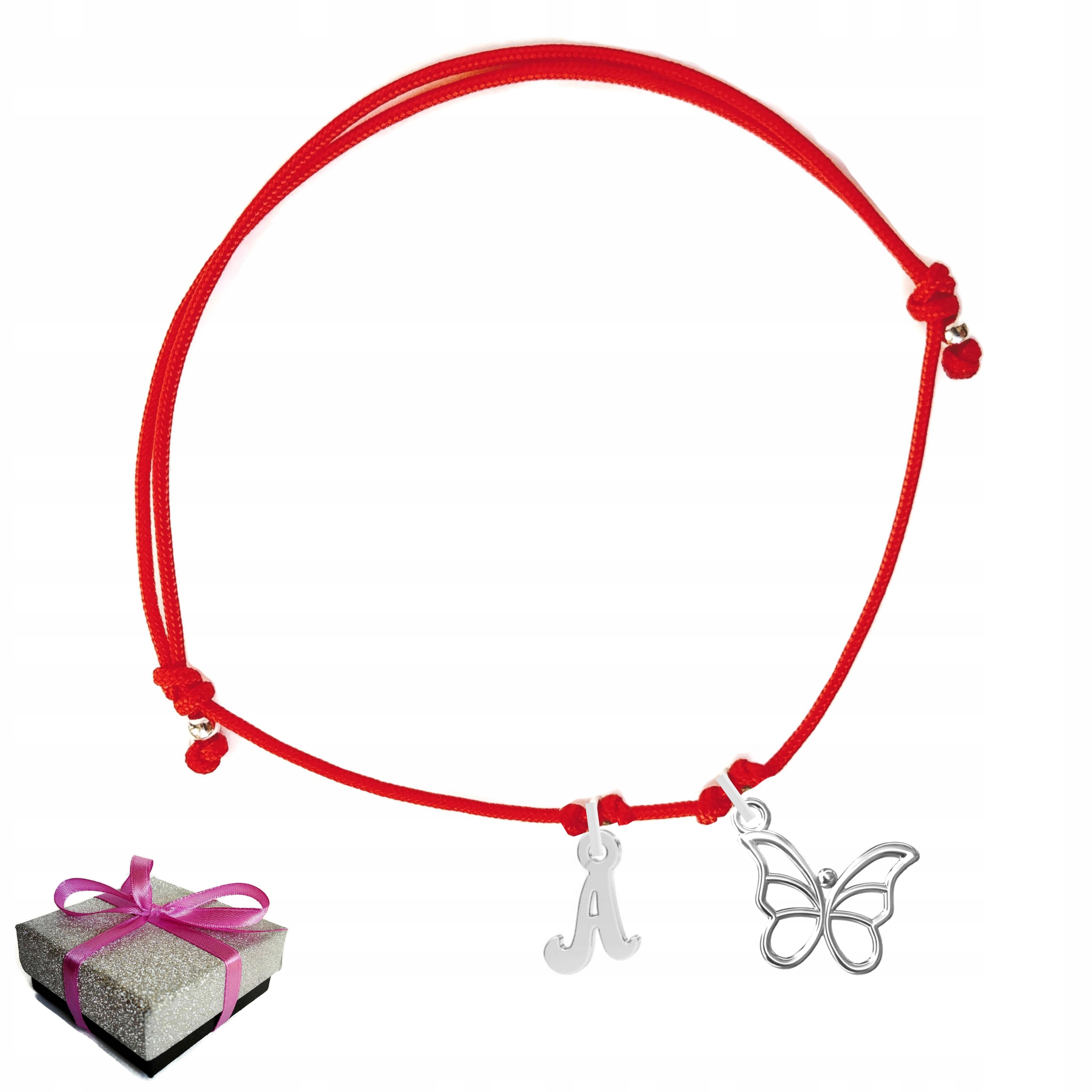 

Srebrna Bransoletka Litera Motyl 925 Sznurkowa