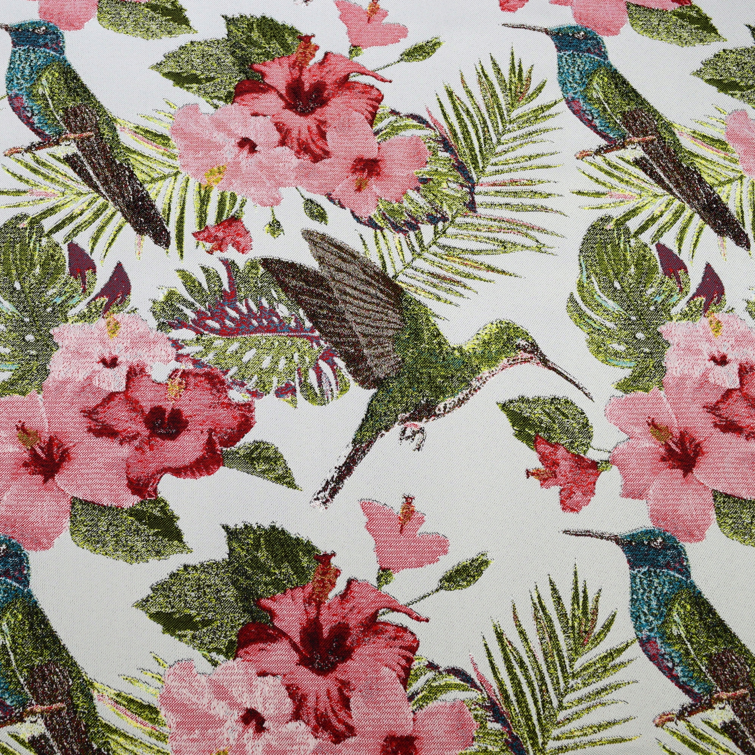 TKANINA OBICIOWA MATERIAŁ WZÓR KOLIBRY BEŻ