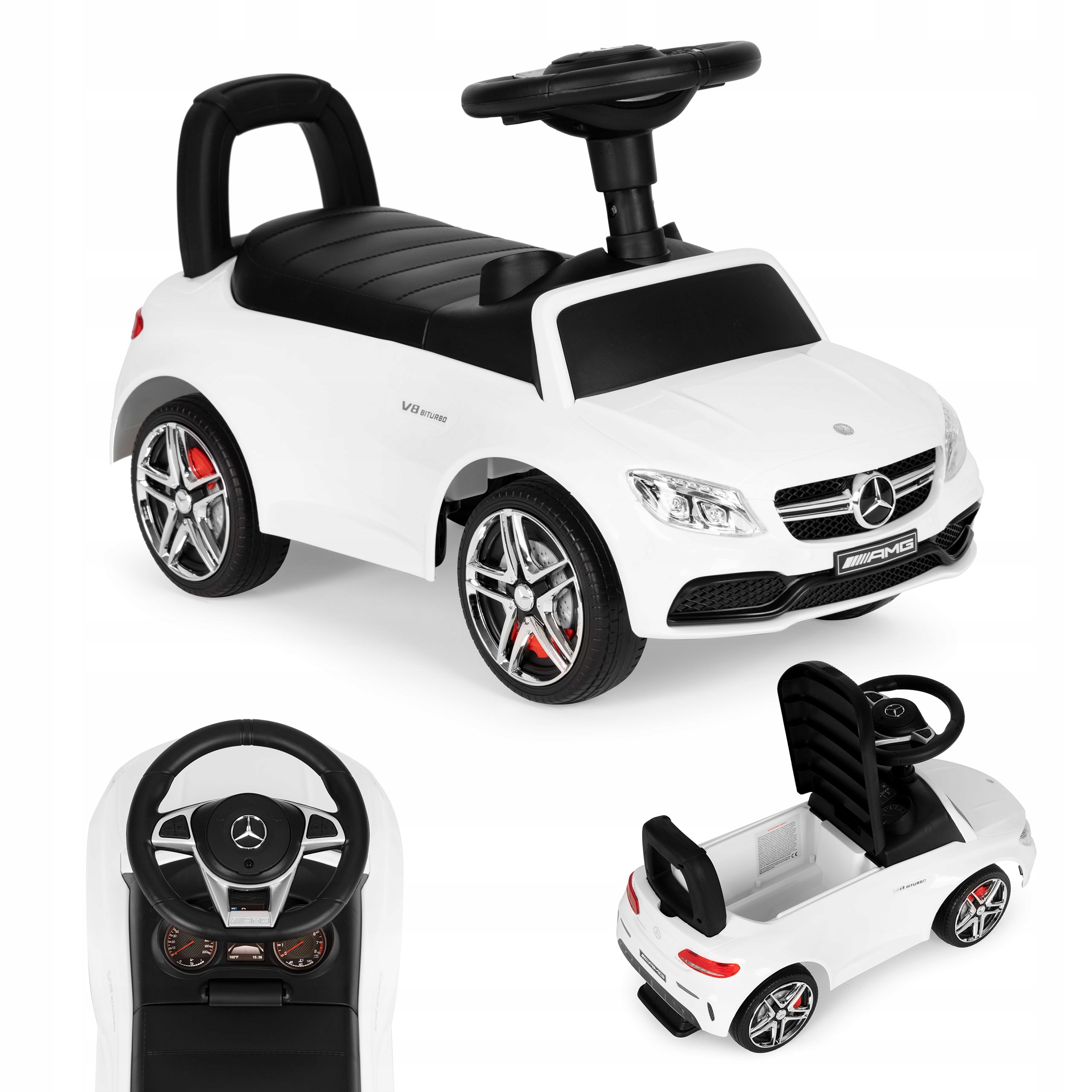 

Jeździk Pchacz Chodzik Autko Samochodzik Duży Biel