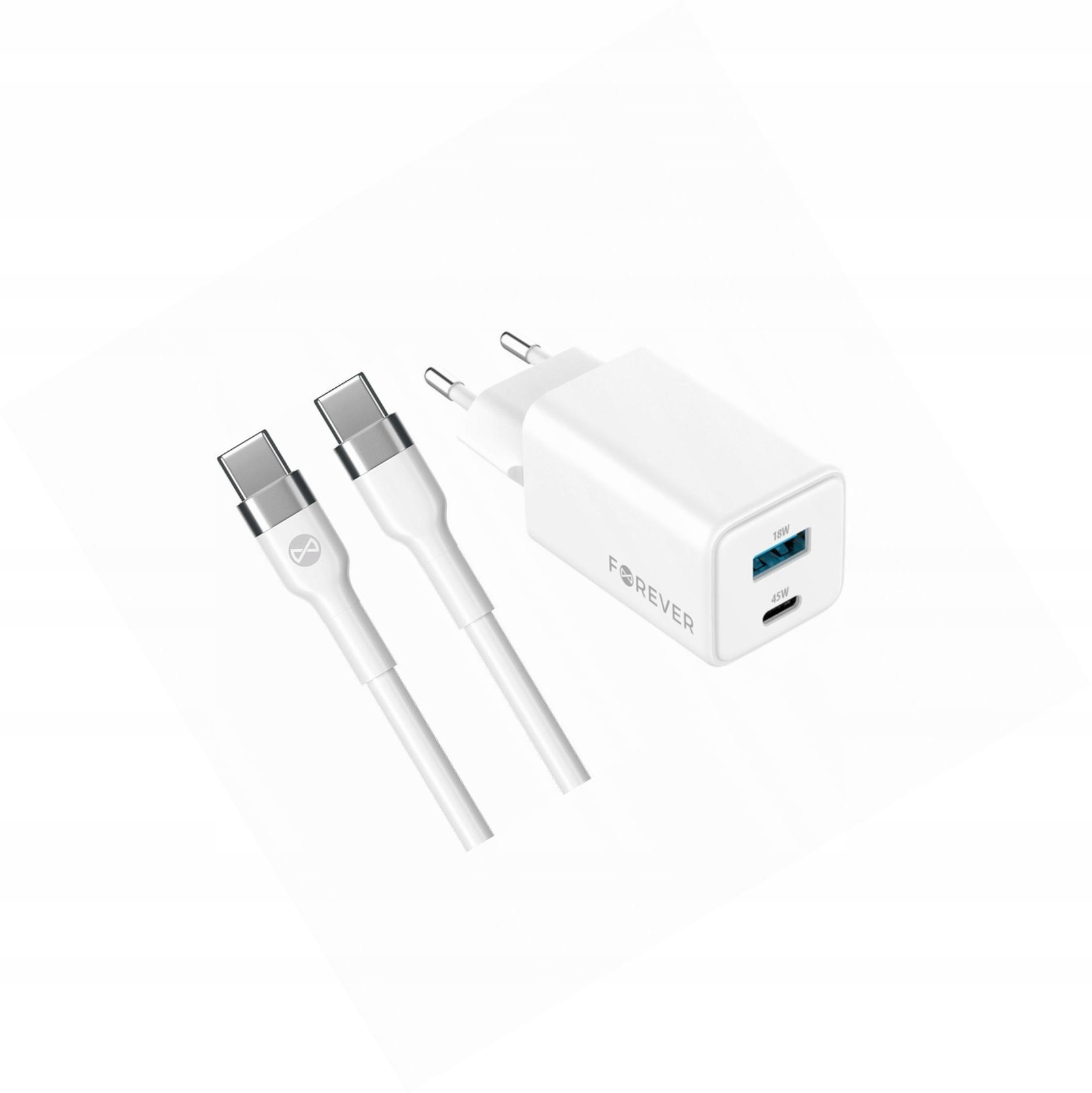 Szybka ładowarka GaN 45W 2 wejścia z długim kablem 2m do iPhone 13