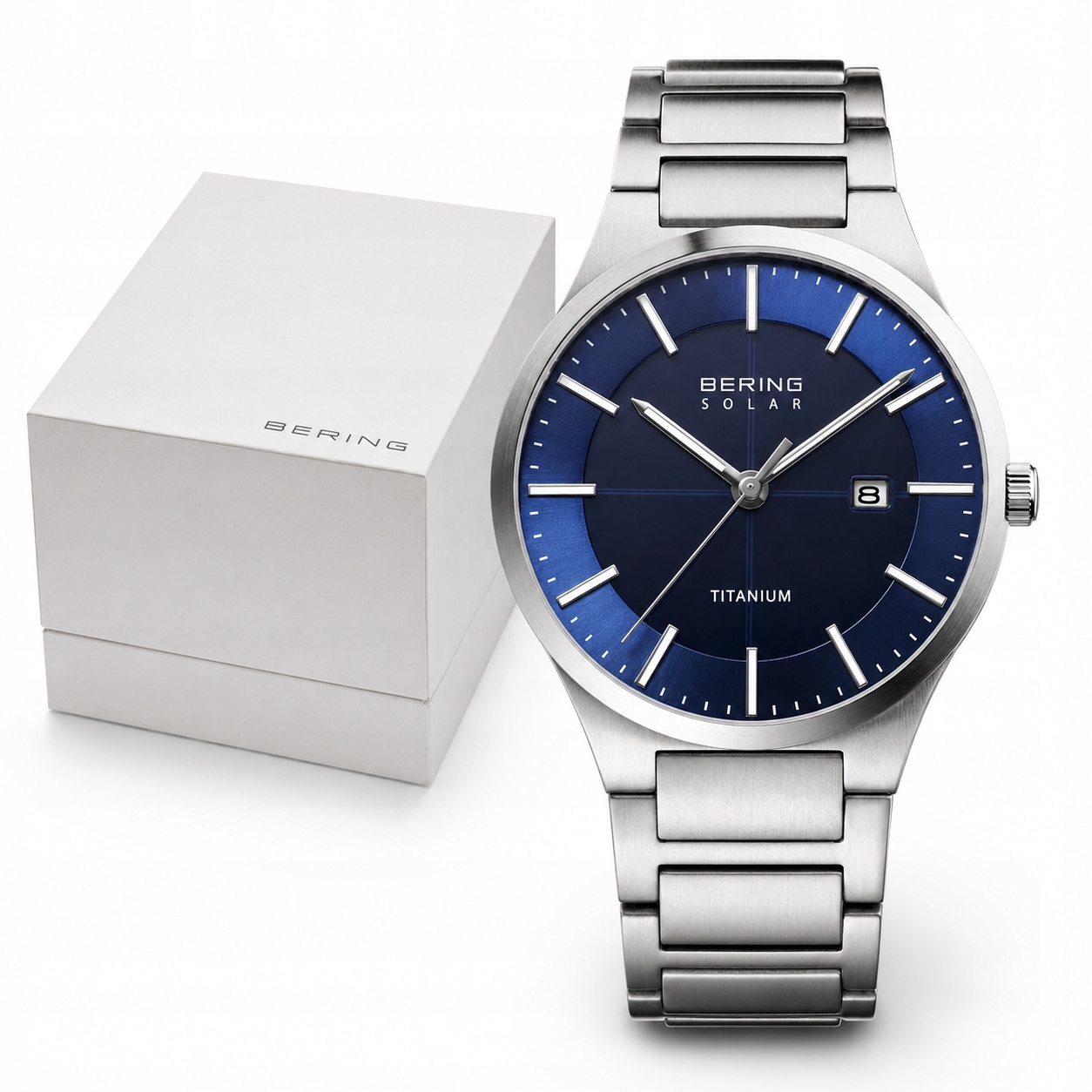 Pánské Hodinky Bering 15239 777 Solar Titan Safír Elegantní Náramek