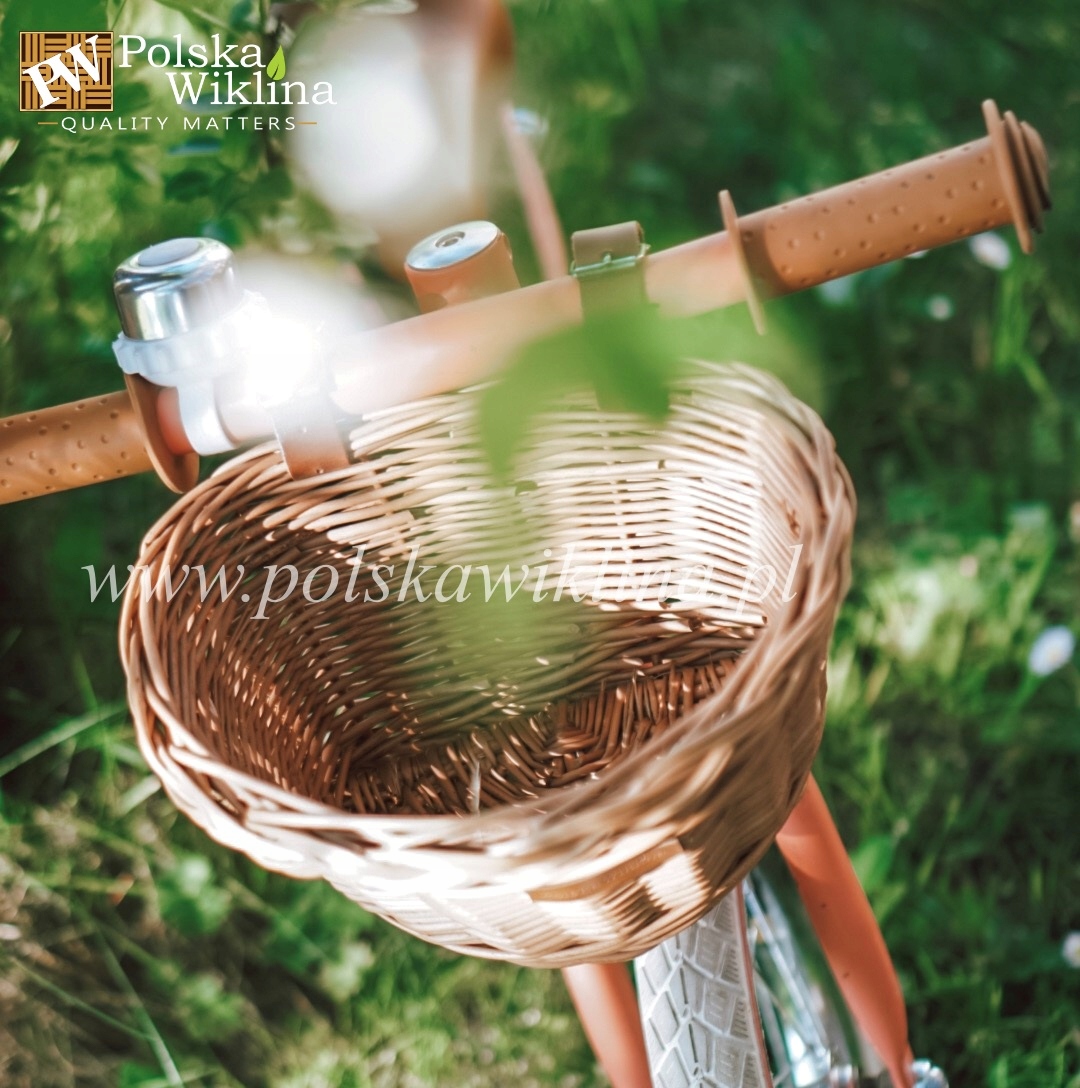 Koszyk dziecięcy na rower wiklinowy na paski brąz Rodzaj przedni