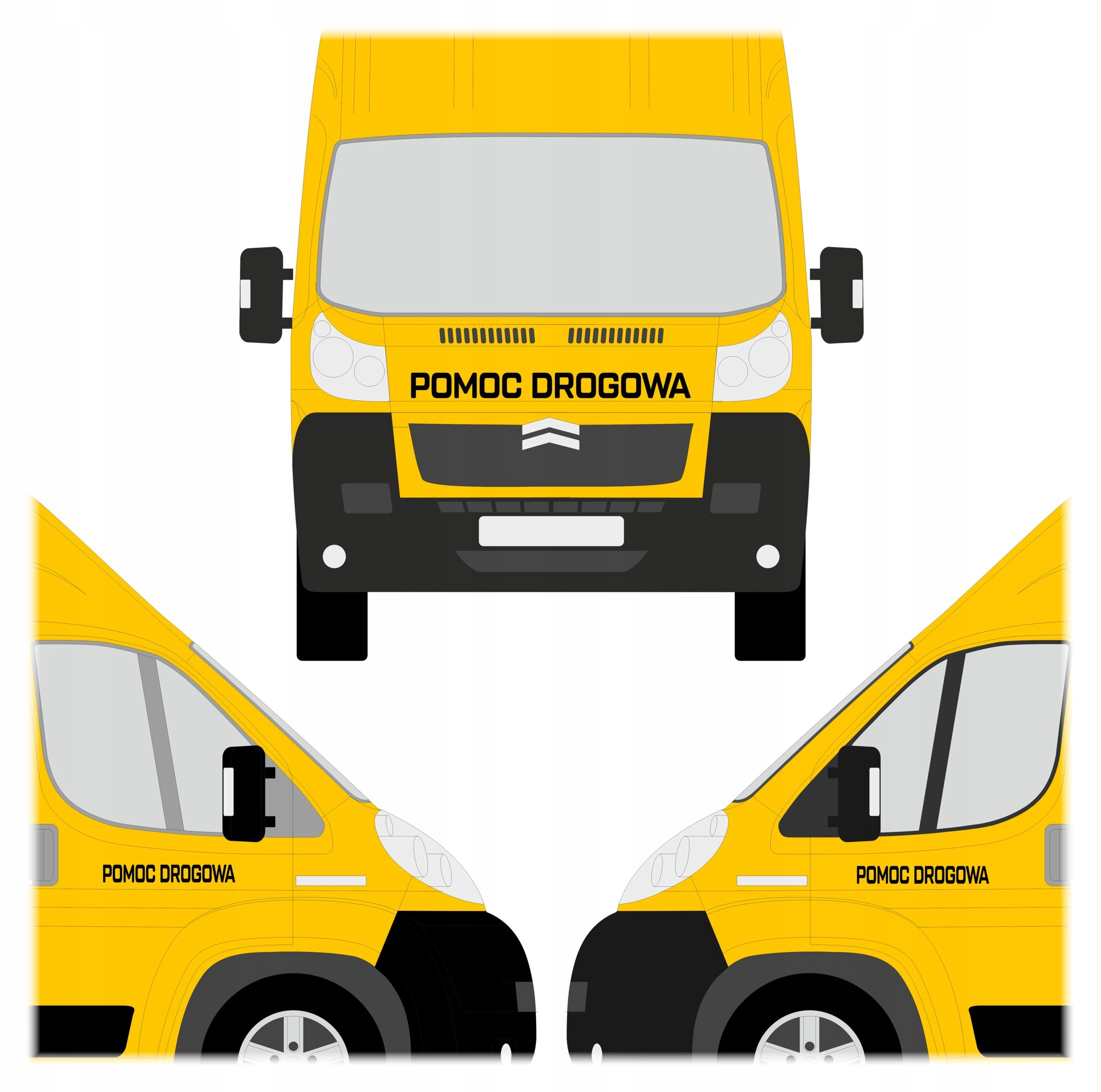 Naklejki Pomoc Drogowa Odblaskowe na Maskę i Drzwi Autolaweta