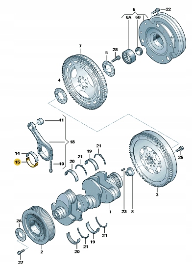 Panev Nohy Ojnice Horní Vag Oe 059105701RGLB Nová Originální