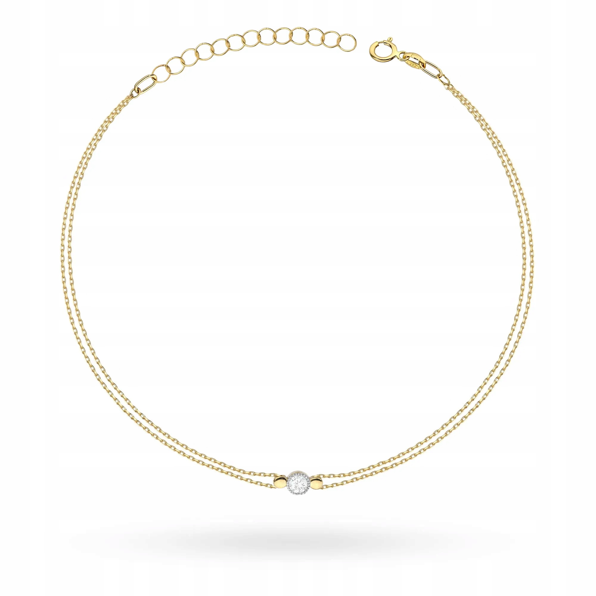Złota bransoletka Diament 0,10ct żółte złoto pr. 585
