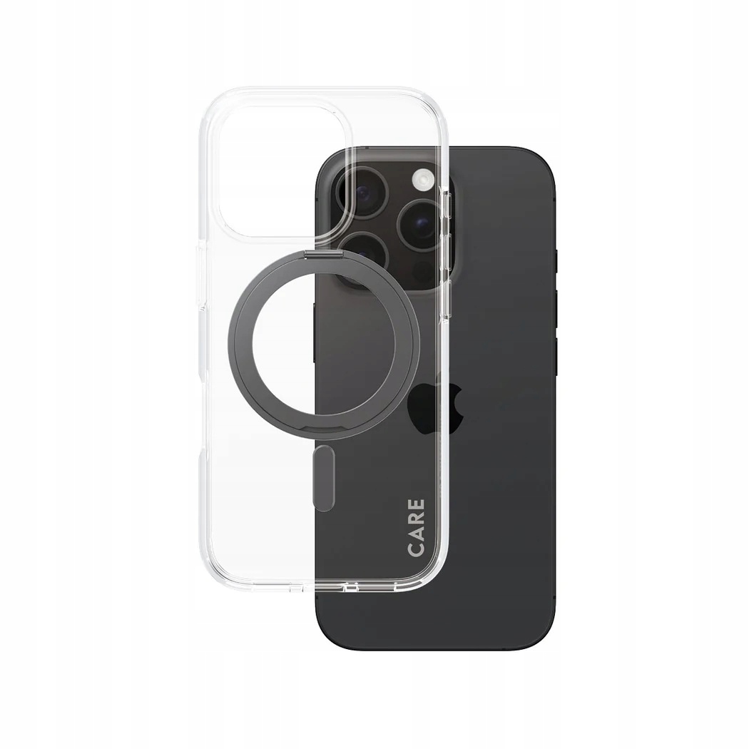 Care by PanzerGlass Feature Case Transparent w. Black Kickstand & MagSafe i