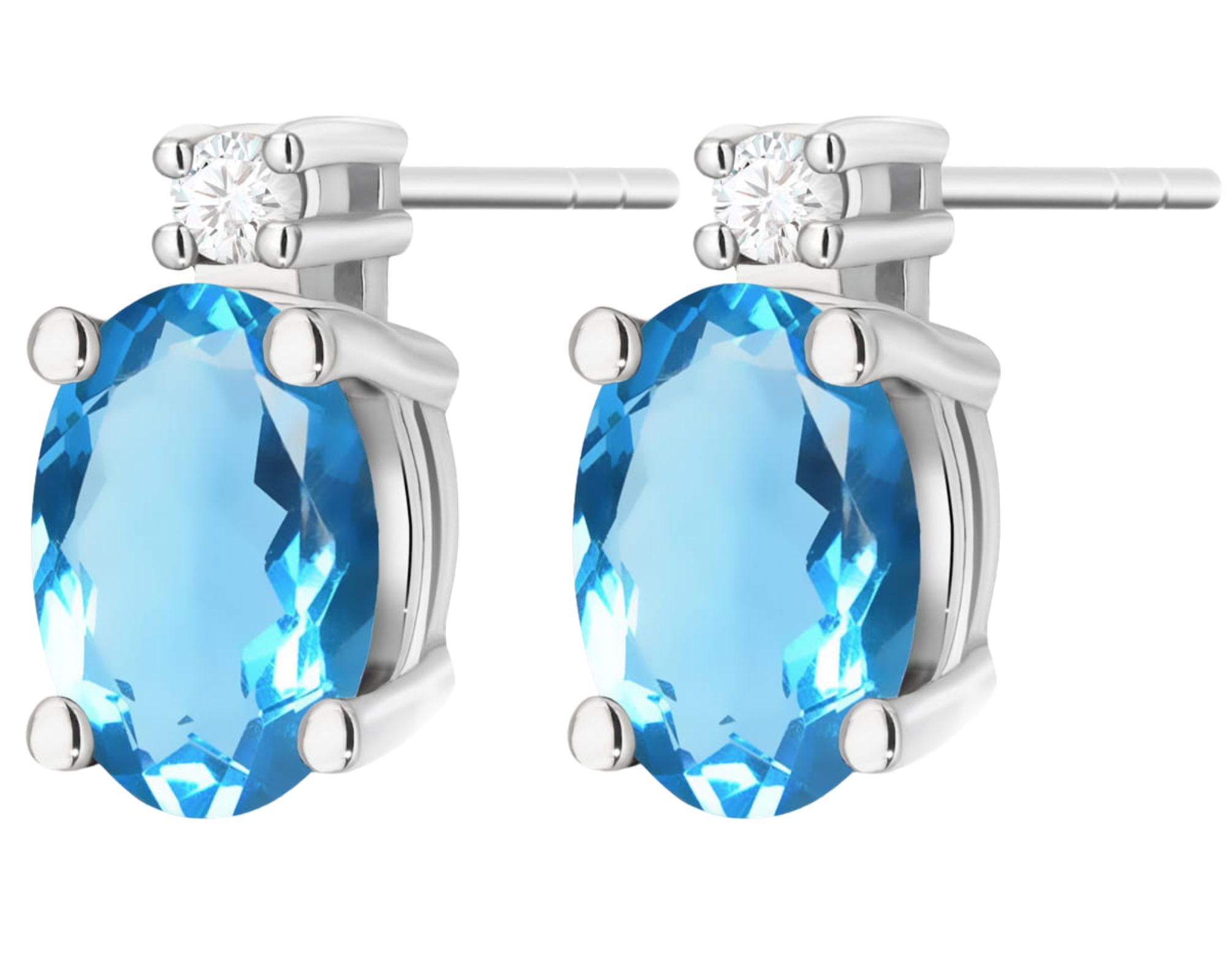 Bílé zlaté náušnice s briliantovými topazem a tyčinkami