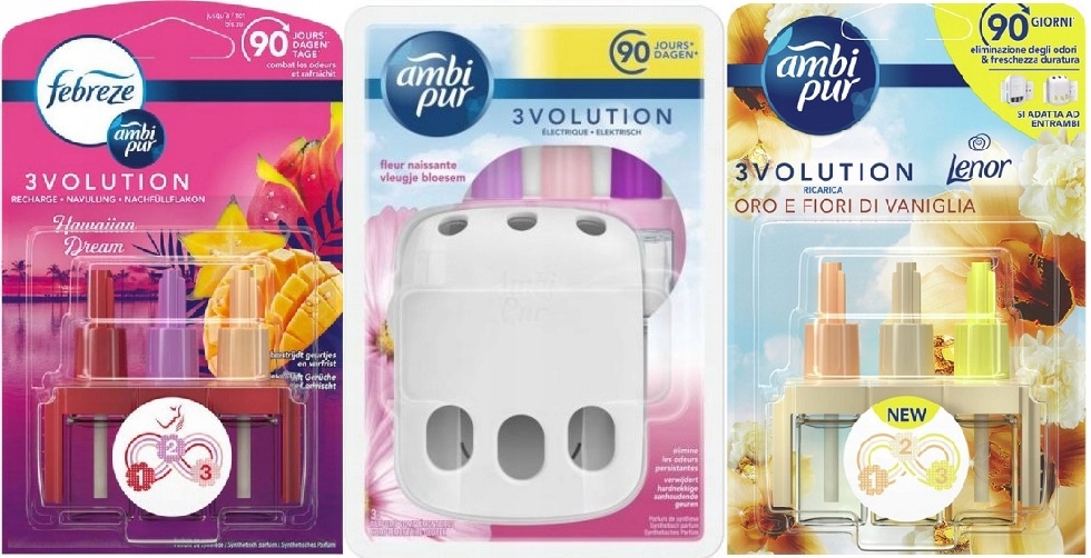 Febreeze/Ambi Pur 3Volution PĄKI KWIATÓW starter+ 3 wkłady 20ml MIX ...