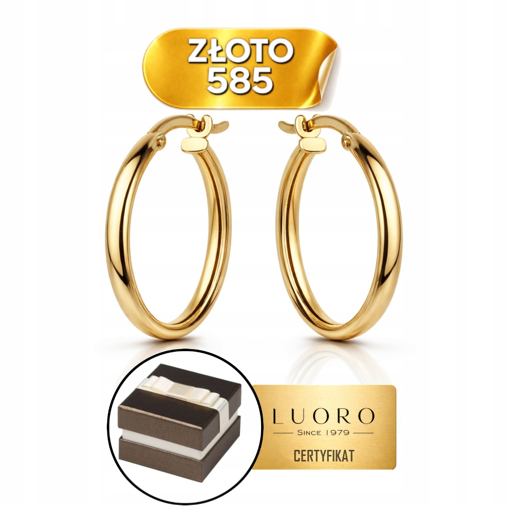 Náušnice Zlaté 585 14K Kolečka 17 MM Na Anglickém Zapínání Elegantní