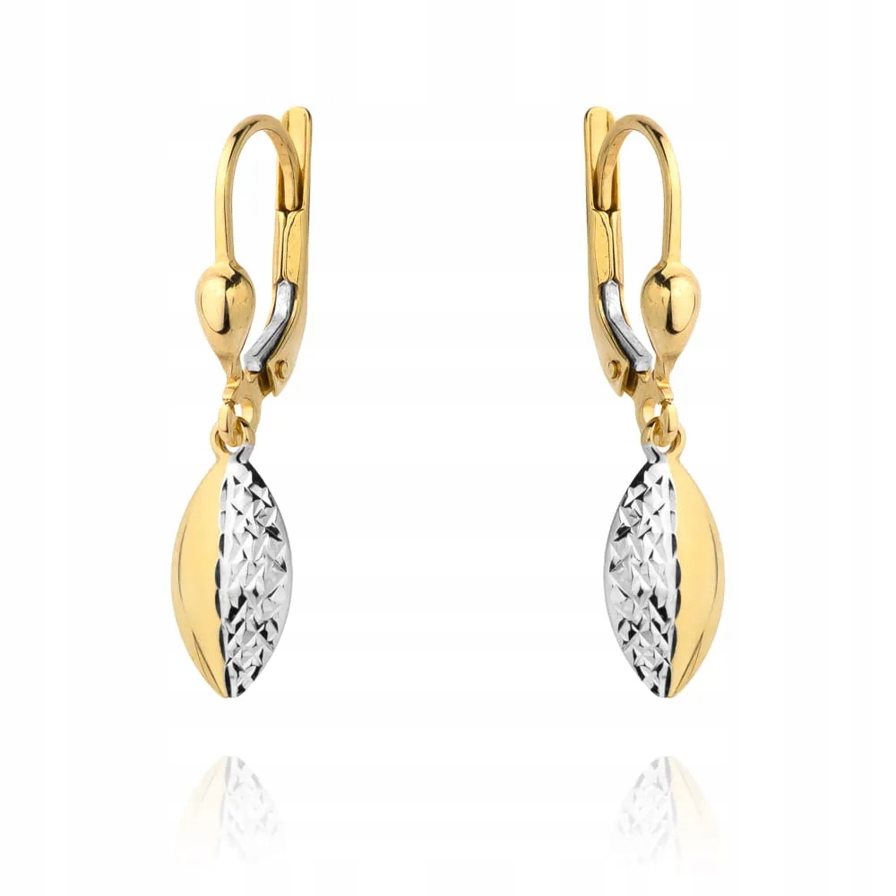 Delší Náušnice 585, Závěsné, Dvě Barvy, Anglické Zapínání