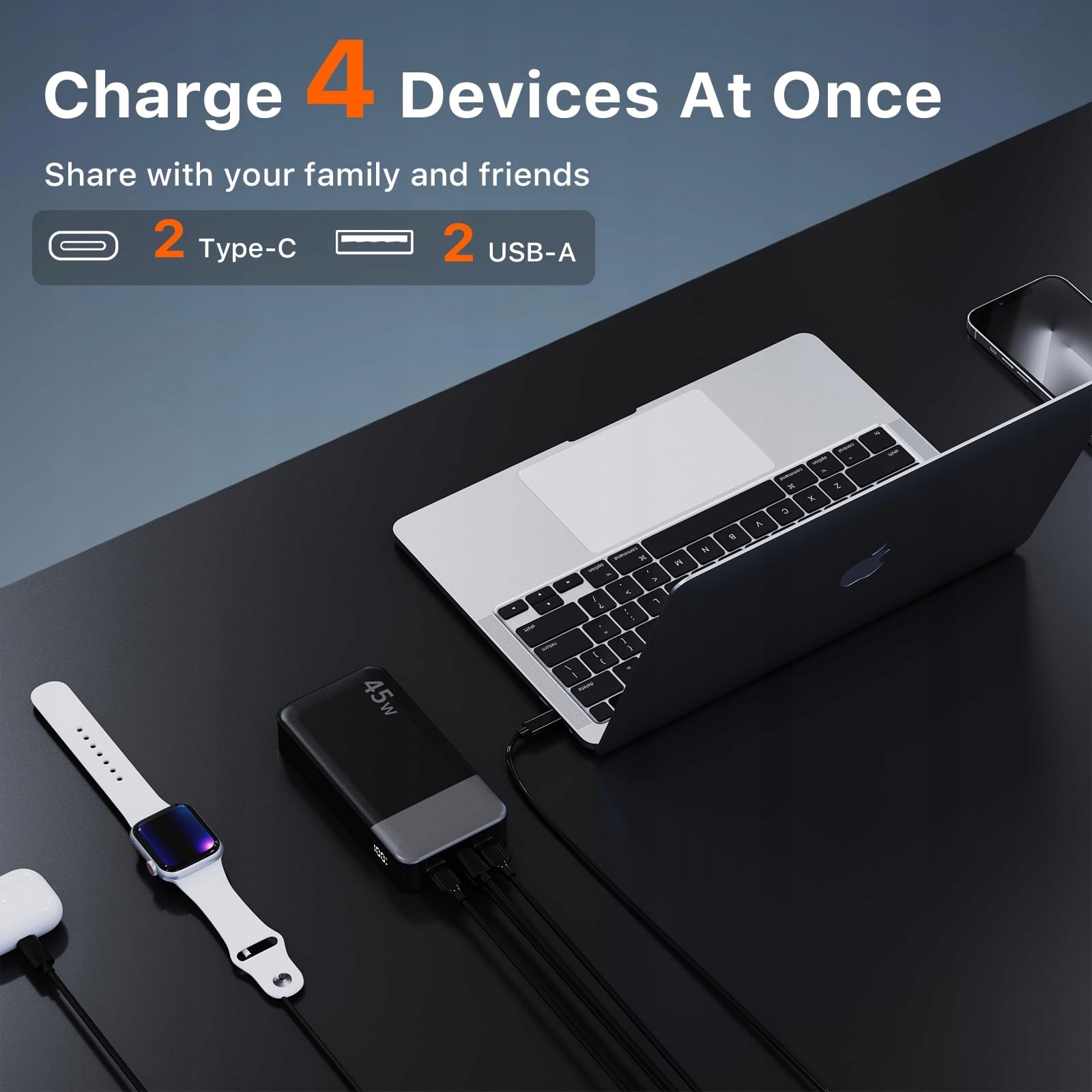 JUOVI Powerbank 20000mAh 45W Szybkie Ładowanie Do Switch iPhone MacBook — miniatura 3