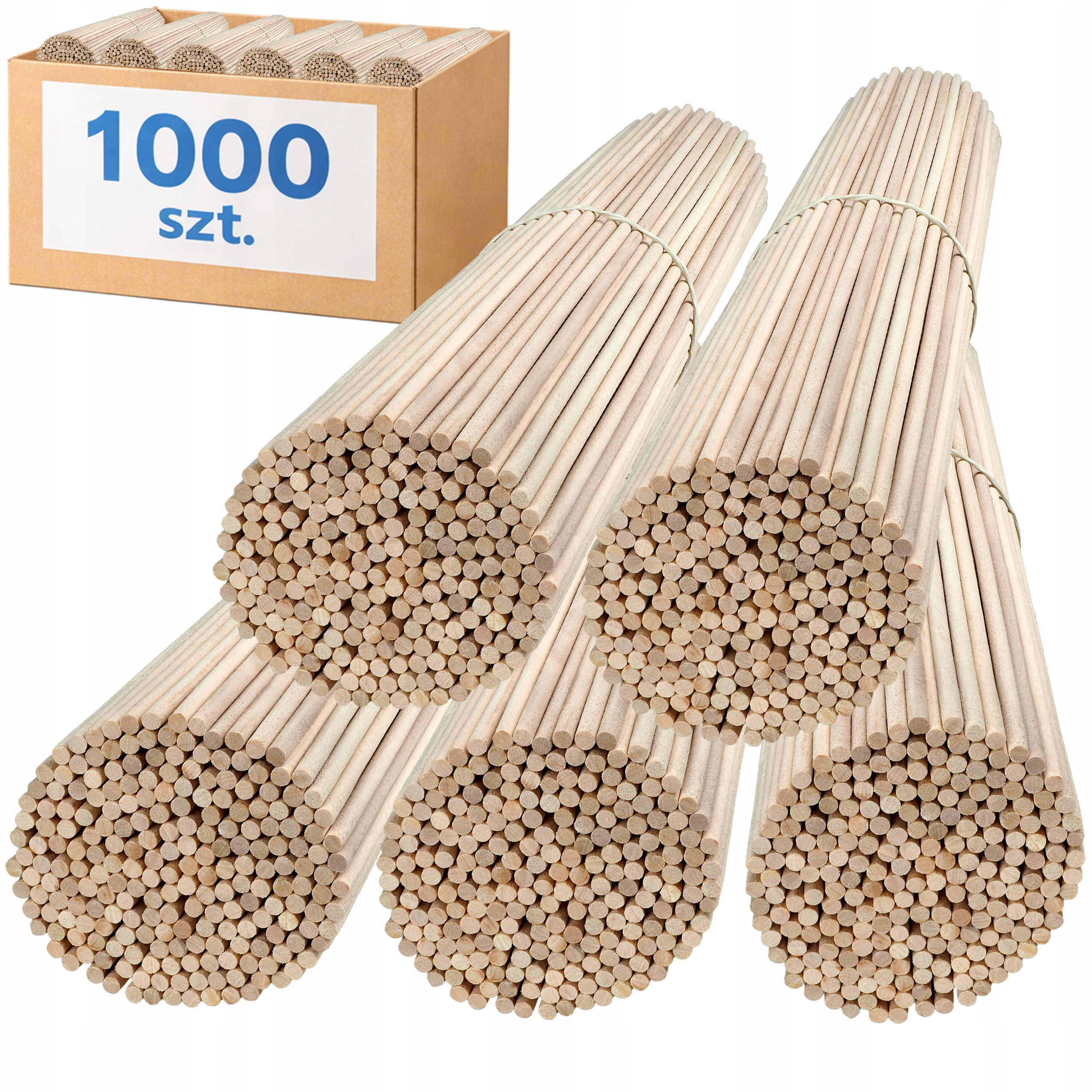 Patyczki do Waty Cukrowej Patyki Okrągłe Bukowe Szorstkie 40 cm 1000 szt
