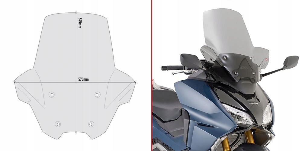 Sklo Givi priehľadné 54,5 x 57 cm (h x Š) Honda Forza 750 (21)